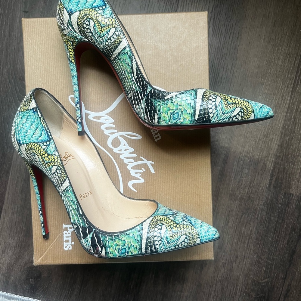 Christian Louboutin Green Snakeskin Women's Heels